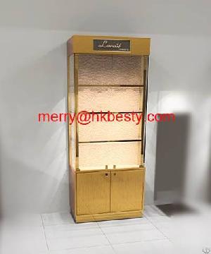 Yellow Specularity Watch Display Cabinet For Trade Show Display With Led Lighting