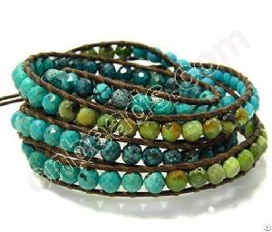 Facetd Stone Chann Luu Bracelet Leather Wrap Bracelet 2012 Fashion Jewelry