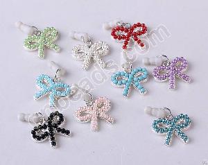 iphon dust plug stopper bowknot cover imitation pearl mobile phone adornment 2012