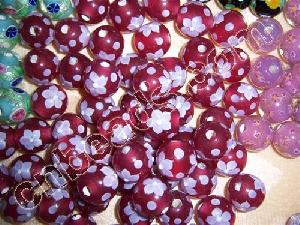 round lampwork glass beads handmade outside flower jewelry bead 2012 fashion crafts