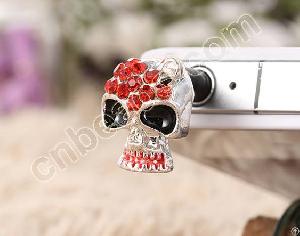 Phone Dust Plug Cover Skull Rhinestone Dust Stopper 2012 Fashion Iphone Decoraition