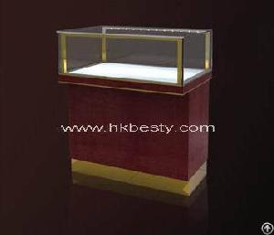 cherry wood bright light jewelry display shop showcase