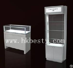 Glossy White Counter And Cabinet Display Silver Jewellery