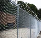 Hot Dipped Galvanized Chain Link Mesh Fencing With Razor Barbed Wire System