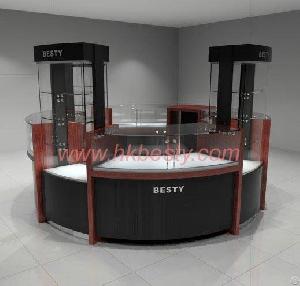 rounded jewelry display kiosk mall