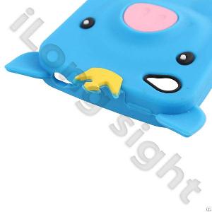 Pig Silicone Soft Case Cover Skin For Iphone 4 / 4s-royalblue