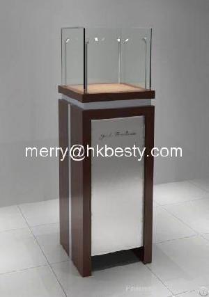 Led Systerm Glass Jewelry Tower Display Case