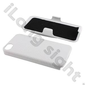 2 In 1 Pc Belt Clip Plastic Cases With Holder For Iphone 4-white