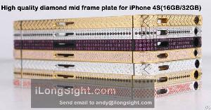 Diamond Mid Metal Frames Plate For Iphone 4s