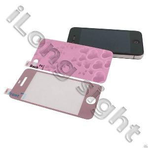 Jpc Front And Back Pattern Film For Iphone4 And 4s Pink 03