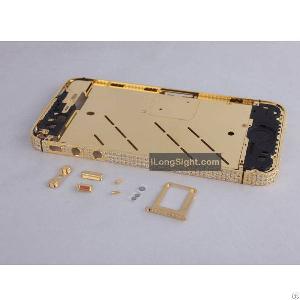 Luxury Diamond Middle Plate Mid Frame Bezel Gold Housing Case For Iphone 4s