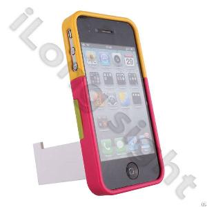 Mondrian Series Plastic Stand Cases For Iphone4 / 4s