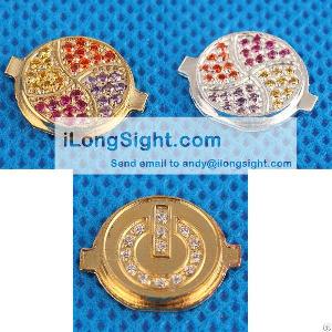 Bling Diamond Crystal Gold Home Button For Iphone 4g / 4s