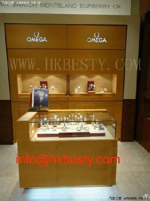 Mirrored Jewelry Cabinet And Watch Display Showcase With Led Spot Lights For Famous Shop