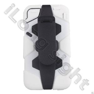 Robot Silicone Hard Stand Case Cover With 180 Degree Rotating Holster Clip For Iphone4 And 4s Cyan