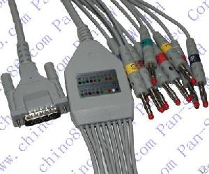 Schiller 10 Leads Ecg Cable, D-sub 15 Pins Connector, With Screw