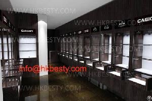 Watch And Jewelry Glass Display Cabinet With High Power Led Lights