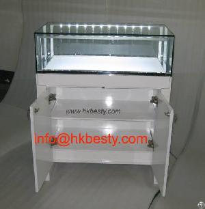 Wooden Glass Jewelry Cabinet And Display Counter Showcase With Led Lights