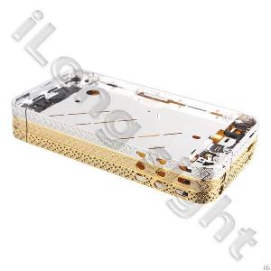Diamond Edged Electroplating Metal Mid Bezel Frame Plate For Iphone4 Gold, Transparent