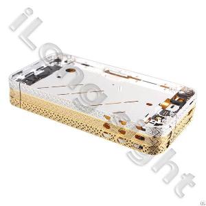 Diamond Edged Electroplating Metal Mid Bezel Frame Plate For Iphone4 Gold, Transparent