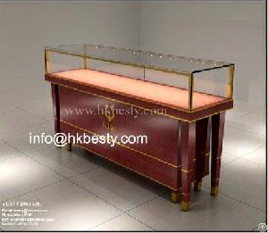 Diamond Jewelry Wooden Glass Display Cabinet With Led Lights