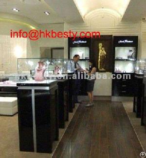 Jewelry Galss Display Counter, Watchwall Cabinet With Led Lights