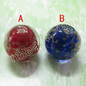 Round Murano Lampwork Beads Handmade Gold Sand Glass Beads