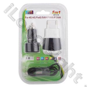 Portable 5-in-1 Usb Retractable Charging / Sync Cable Unt-616 For Ipad2 / Iphone4s / 4