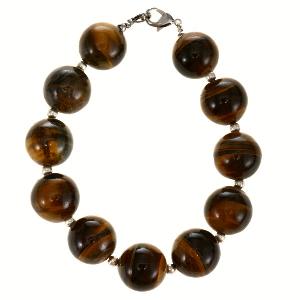 Silver Beaded Tiger's Eye Bracelet