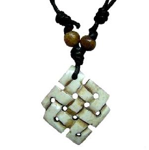 tibetan carved yak bone eternal endless knot necklace