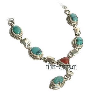 turquoise tibet sterling silver necklace