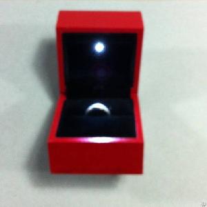 Cherry Wood Jewelry Display Box With Bright Lighting