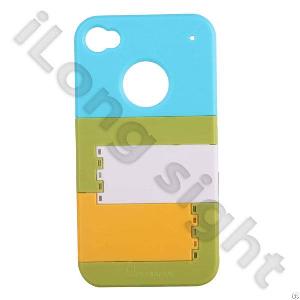 Mondrian Series Hard Plastic Stand Case For Iphone 4 / 4s