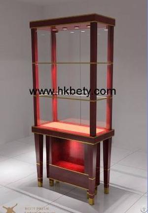 solid cherry wood powered led lighting display showcase