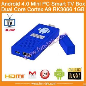 2012 Newest Ug802 Mini Pc Android 4.0 Tv Box Rk3066 Dual Core Cortex A9 Ddr3 1gb Ram 4gb Hdmi Blue