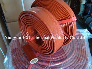 Red Colored Braided Fiberglass Fire Sleeving