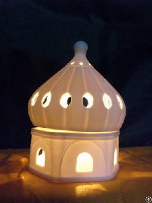 Porcelain Palace Candle Jar, Ceramic Candle Holder, Stand