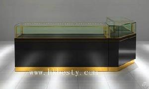 half enclosed jewelry display kiosk brass decrated