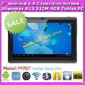 Chinese Factory Allwinner A13 Tablet 7 Inch Fp707 Cortex A8 Android 4.0.4 Super Slim 512mb 4gb