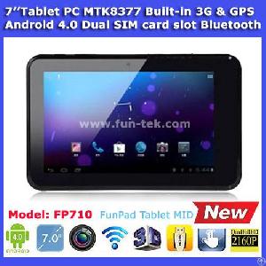 funpad 7 mtk8377 3g tablet pc android 4 0 gps dual sim card slot bluetooth 512mb 8g