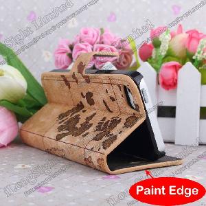 Map Pattern Magnetism Pu Leather Case With Stand Holder For Iphone 5