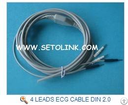 4 Leads Ecg Cable Din 2.0 On Patient Monitor