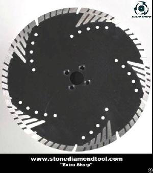 Stone Cutting Turbo Wave Saw Blade With Flange