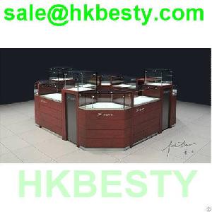 3d Jewelry Glass Wooden Kiosk Design Kiosk Showcase With High Power Led Lights