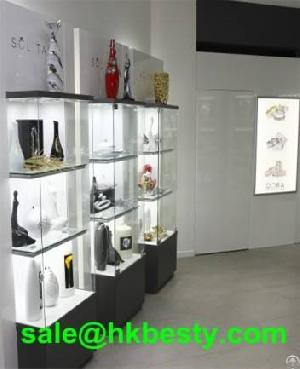 Famous Brand Glass Jewelry Cabinet Showcase With High Power Led Light