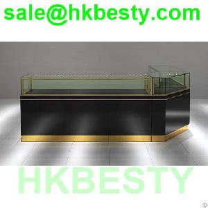 High End Black Half-enclosed Jewelry Displaykiosk With High Power Led Light