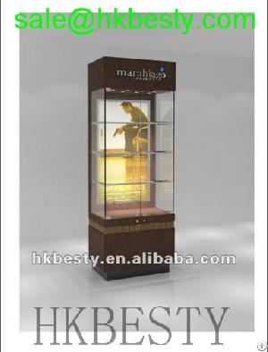 High Quality Wooden Glass Jewelry Wall Display Showcase With High Power Led Light