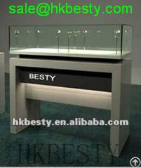 White Luxury Watch And Jewelry Display Counter With High Power Led Light Stands