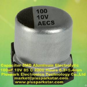 electrolytic capacitor smd 100uf 10v 85c 2000