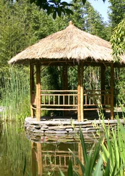 bamboo pergola exotic tropical pergolas thatch roof garden outside